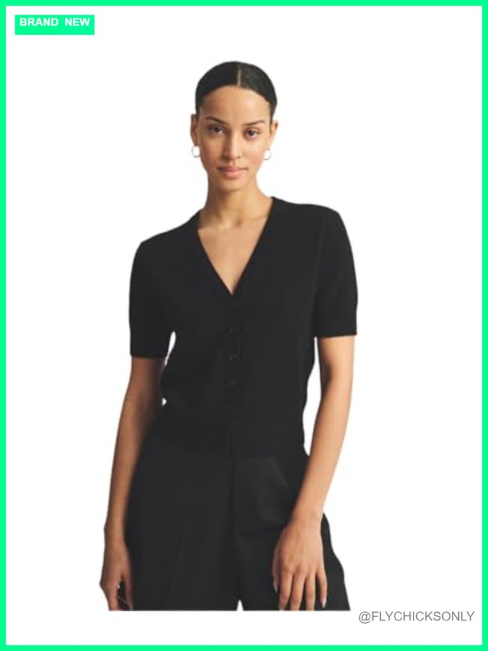 Lightweight 100% Cashmere Short Sleeve V-Neck Button Cardigan